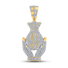 10kt Yellow Gold Men's Round Diamond Money Bag Hands Charm Pendant 1-1/3 Cttw | Splendid Jewellery - "Luxurious Men's Diamond Money Bag Hands Charm Pendant" product  Top View from Splendid Jewellery