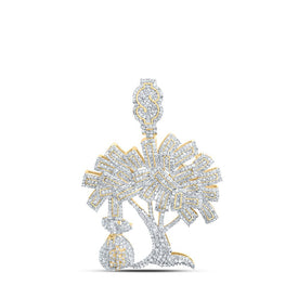 10kt Yellow Gold Men's Round Diamond Money Tree Charm Pendant - 2-3/4 Cttw product  Top View from Splendid Jewellery