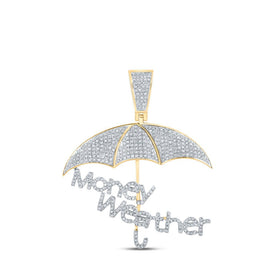 10kt Yellow Gold Men's Round Diamond Money Weather Umbrella Charm Pendant 1 Cttw - Stylish and Sophisticated Gold Diamond Pendant for Men product  Top View from Splendid Jewellery