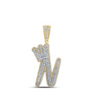 10kt Yellow Gold Men's Diamond N Crown Letter Charm Pendant - 1-1/3 Cttw product  Top View from Splendid Jewellery