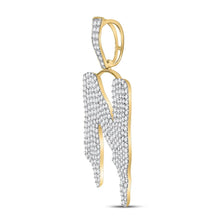 Load image into Gallery viewer, 10kt Yellow Gold Men's Diamond N Drip Letter Charm Pendant - 2-5/8 Cttw product Side View from Splendid Jewellery