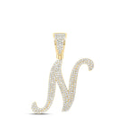 10kt Yellow Gold Men's Round Diamond N Initial Letter Charm Pendant - 1 Cttw product  Top View from Splendid Jewellery