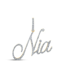Load image into Gallery viewer, 10kt Yellow Gold Men&#39;s Round Diamond Nia Charm Pendant - Captivating Brilliance product  Top View from Splendid Jewellery