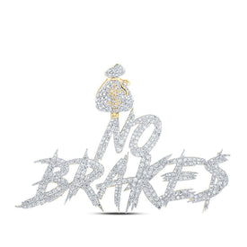 10kt Yellow Gold Men's Round Diamond NO BRAKES Charm Pendant - 5-1/3 Cttw product  Top View from Splendid Jewellery