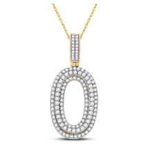 Load image into Gallery viewer, 10kt Yellow Gold Men's Round Diamond Number 0 Charm Pendant - 1-5/8 Cttw | Splendid Jewellery product  Top View from Splendid Jewellery