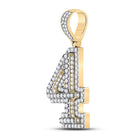 10kt Yellow Gold Men's Round Diamond Number 4 Charm Pendant - 1-3/8 Cttw - Splendid Jewellery product Side View from Splendid Jewellery