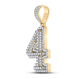 10kt Yellow Gold Men's Round Diamond Number 4 Charm Pendant - 1-3/8 Cttw - Splendid Jewellery product Side View from Splendid Jewellery
