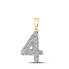 10kt Yellow Gold Men's Round Diamond Number 4 Charm Pendant - 1/2 Cttw | Splendid Jewellery product  Top View from Splendid Jewellery