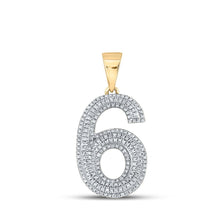 Load image into Gallery viewer, 10kt Yellow Gold Men&#39;s Round Diamond Number 6 Charm Pendant - 5/8 Cttw | Splendid Jewellery product  Top View from Splendid Jewellery