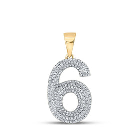 10kt Yellow Gold Men's Round Diamond Number 6 Charm Pendant - 5/8 Cttw | Splendid Jewellery product  Top View from Splendid Jewellery