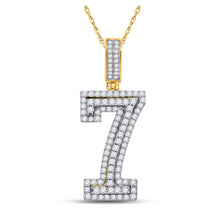 Load image into Gallery viewer, 10kt Yellow Gold Men's Round Diamond Number 7 Charm Pendant - 1-1/4 Cttw | Splendid Jewellery product  Top View from Splendid Jewellery
