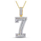 10kt Yellow Gold Men's Round Diamond Number 7 Charm Pendant - 1-1/4 Cttw | Splendid Jewellery product  Top View from Splendid Jewellery