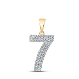 10kt Yellow Gold Men's Round Diamond Number 7 Charm Pendant - 3/8 Cttw product  Top View from Splendid Jewellery