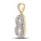 10kt Yellow Gold Men's Diamond Number 8 Charm Pendant - 1-5/8 Cttw | Splendid Jewellery product Side View from Splendid Jewellery