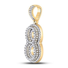 10kt Yellow Gold Men's Diamond Number 8 Charm Pendant - 1-5/8 Cttw | Splendid Jewellery product Side View from Splendid Jewellery