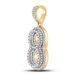 Men's Diamond Charm Pendant | 10kt Yellow Gold Mens Round Diamond Number 8 Charm Pendant 1-5/8 Cttw | Splendid Jewellery GND