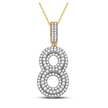 Load image into Gallery viewer, 10kt Yellow Gold Men's Diamond Number 8 Charm Pendant - 1-5/8 Cttw | Splendid Jewellery product  Top View from Splendid Jewellery