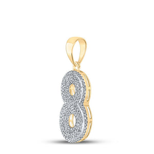 Men's Diamond Charm Pendant | 10kt Yellow Gold Mens Round Diamond Number 8 Charm Pendant 1/2 Cttw | Splendid Jewellery GND