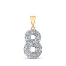 Load image into Gallery viewer, 10kt Yellow Gold Men&#39;s Round Diamond Number 8 Charm Pendant 1/2 Cttw - A Dazzling Symbol of Style and Success product  Top View from Splendid Jewellery