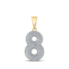 10kt Yellow Gold Men's Round Diamond Number 8 Charm Pendant 1/2 Cttw - A Dazzling Symbol of Style and Success product  Top View from Splendid Jewellery