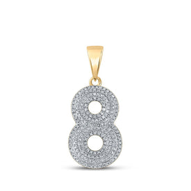 10kt Yellow Gold Men's Round Diamond Number 8 Charm Pendant 1/2 Cttw - A Dazzling Symbol of Style and Success product  Top View from Splendid Jewellery