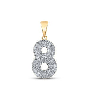 Men's Diamond Charm Pendant | 10kt Yellow Gold Mens Round Diamond Number 8 Charm Pendant 1/2 Cttw | Splendid Jewellery GND