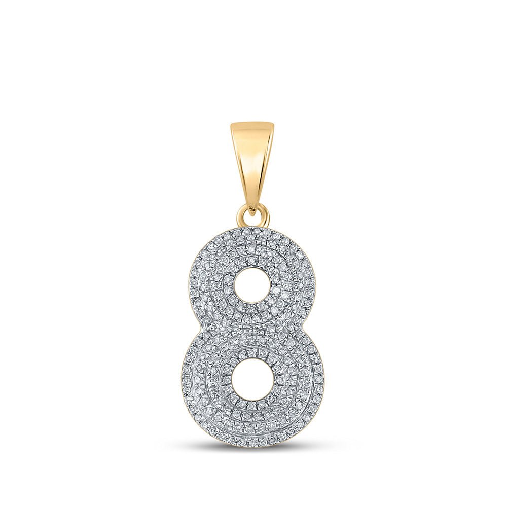 Men's Diamond Charm Pendant | 10kt Yellow Gold Mens Round Diamond Number 8 Charm Pendant 1/2 Cttw | Splendid Jewellery GND