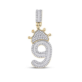 10kt Yellow Gold Men's Diamond Number 9 Crown Charm Pendant - 3/4 Cttw - Splendid Jewellery product  Top View from Splendid Jewellery