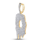 10kt Yellow Gold Men's Round Diamond O Drip Letter Charm Pendant 3-1/5 Cttw | Splendid Jewellery product Side View from Splendid Jewellery