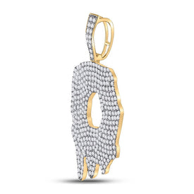 10kt Yellow Gold Men's Round Diamond O Drip Letter Charm Pendant 3-1/5 Cttw | Splendid Jewellery product Side View from Splendid Jewellery