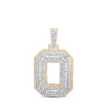 Load image into Gallery viewer, 10kt Yellow Gold Men's Round Diamond O Initial Letter Charm Pendant 1-1/5 Cttw | Splendid Jewellery product  Top View from Splendid Jewellery