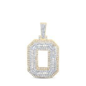 10kt Yellow Gold Men's Round Diamond O Initial Letter Charm Pendant - 7/8 Cttw - Splendid Jewellery product  Top View from Splendid Jewellery