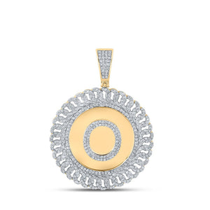 Men's Diamond Charm Pendant | 10kt Yellow Gold Mens Round Diamond O Letter Charm Pendant 1-1/5 Cttw | Splendid Jewellery GND