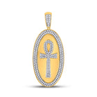 10kt Yellow Gold Men's Round Diamond Oval Ankh Cross Charm Pendant - 2 Cttw | Splendid Jewellery product  Top View from Splendid Jewellery