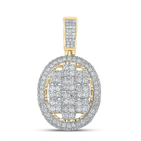 10kt Yellow Gold Men's Diamond Oval Charm Pendant - 2 Cttw | Splendid Jewellery product  Top View from Splendid Jewellery