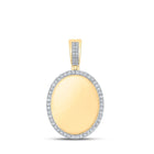 10kt Yellow Gold Men's Round Diamond Oval Memory Charm Pendant - 1-5/8 Cttw | Splendid Jewellery product  Top View from Splendid Jewellery