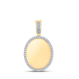 Men's Diamond Charm Pendant | 10kt Yellow Gold Mens Round Diamond Oval Memory Charm Pendant 1-5/8 Cttw | Splendid Jewellery GND