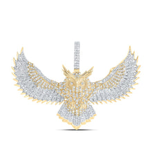Load image into Gallery viewer, 10kt Yellow Gold Men&#39;s Diamond Owl Bird Charm Pendant - 1-1/4 Cttw product  Top View from Splendid Jewellery