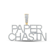 Load image into Gallery viewer, 10kt Yellow Gold Men&#39;s Round Diamond Paper Chasin Charm Pendant - 5/8 Cttw product  Top View from Splendid Jewellery