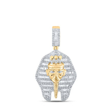 Load image into Gallery viewer, 10kt Yellow Gold Men&#39;s Round Diamond Pharaoh Charm Pendant 1-1/4 Cttw - Majestic Egyptian-inspired Diamond Pendant for Men by Splendid Jewellery product  Top View from Splendid Jewellery