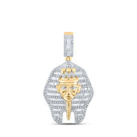 10kt Yellow Gold Men's Round Diamond Pharaoh Charm Pendant 1-1/4 Cttw - Majestic Egyptian-inspired Diamond Pendant for Men by Splendid Jewellery product  Top View from Splendid Jewellery
