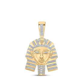 10kt Yellow Gold Mens Diamond Pharaoh Charm Pendant - 1/2 Cttw product  Top View from Splendid Jewellery