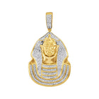 10kt Yellow Gold Men's Round Diamond Pharaoh Cluster Charm Pendant - A Regal Statement Piece product  Top View from Splendid Jewellery