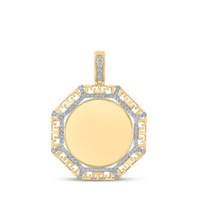 Load image into Gallery viewer, 10kt Yellow Gold Men&#39;s Round Diamond Picture Memory Octagon Charm Pendant 1/4 Cttw | Splendid Jewellery product  Top View from Splendid Jewellery