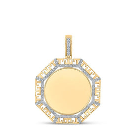 10kt Yellow Gold Men's Round Diamond Picture Memory Octagon Charm Pendant 1/4 Cttw | Splendid Jewellery product  Top View from Splendid Jewellery