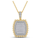 10kt Yellow Gold Men's Round Diamond Pillow Cushion Charm Pendant - 2-1/3 Cttw product  Top View from Splendid Jewellery
