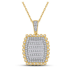 10kt Yellow Gold Men's Round Diamond Pillow Cushion Charm Pendant - 2-1/3 Cttw product  Top View from Splendid Jewellery