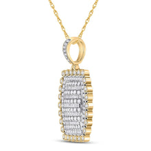 Load image into Gallery viewer, 10kt Yellow Gold Men&#39;s Round Diamond Pillow Cushion Charm Pendant - 2-1/3 Cttw product Side View from Splendid Jewellery