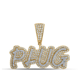 10kt Yellow Gold Men's Round Diamond Plug Charm Pendant - 3/4 Cttw | Splendid Jewellery product  Top View from Splendid Jewellery