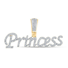 Load image into Gallery viewer, 10kt Yellow Gold Men&#39;s Diamond Princess Charm Pendant - 1/3 Cttw product  Top View from Splendid Jewellery